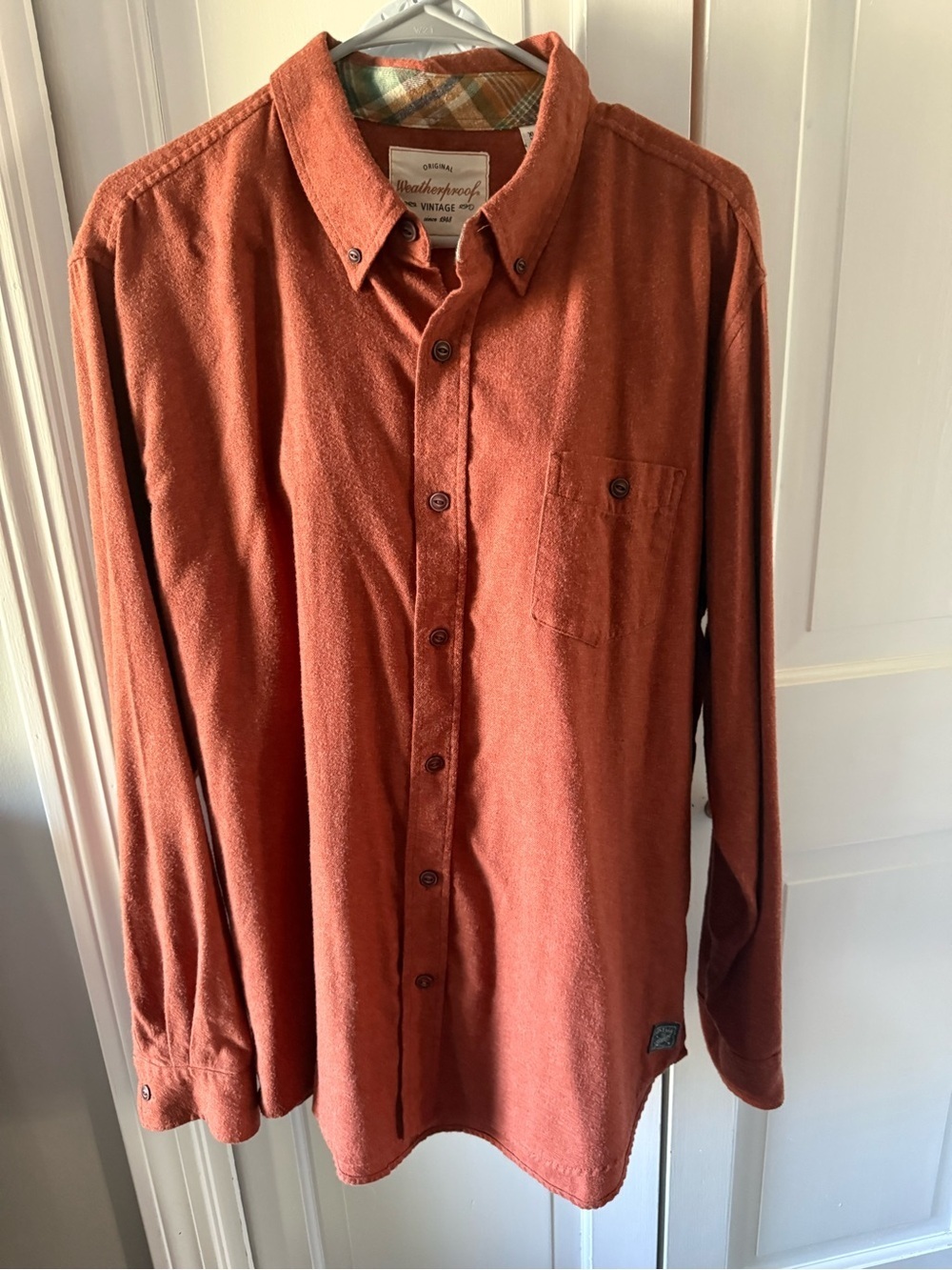 Weatherproof Men's Button-Down Shirt in Rust Orange